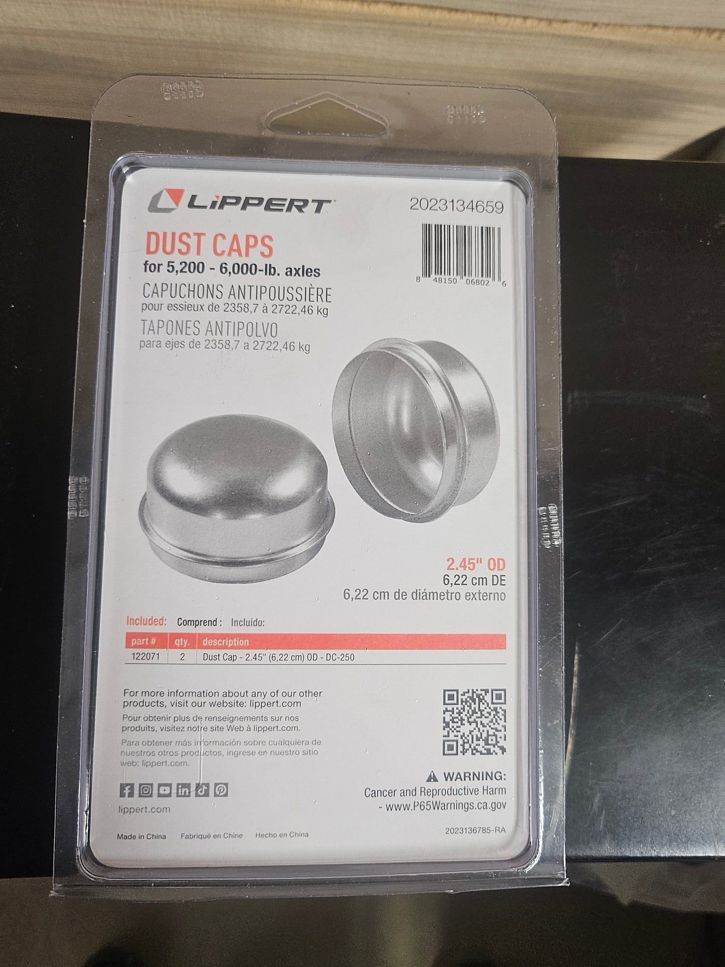 Lippert Dust Cap Kit without Rubber Plug For 5,200# - 6,000# axels Part # 2023134659