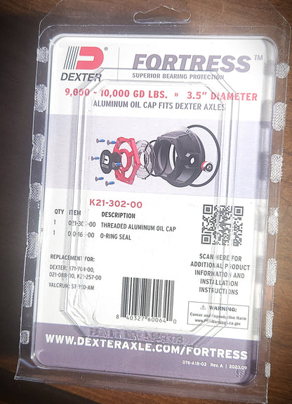 Dexter Fortress Oil Cap for 9,000- 10,000 GD LBS. 3.5" Diameter