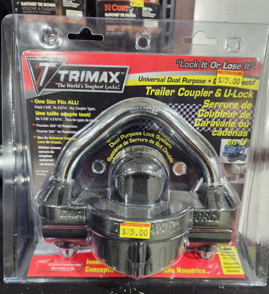 TriMax Trailer Coupler & U-Lock Heavy Duty (One Size Fits All)