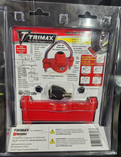 TriMax Trailer Coupler & U-Lock Red (One Size Fits All)