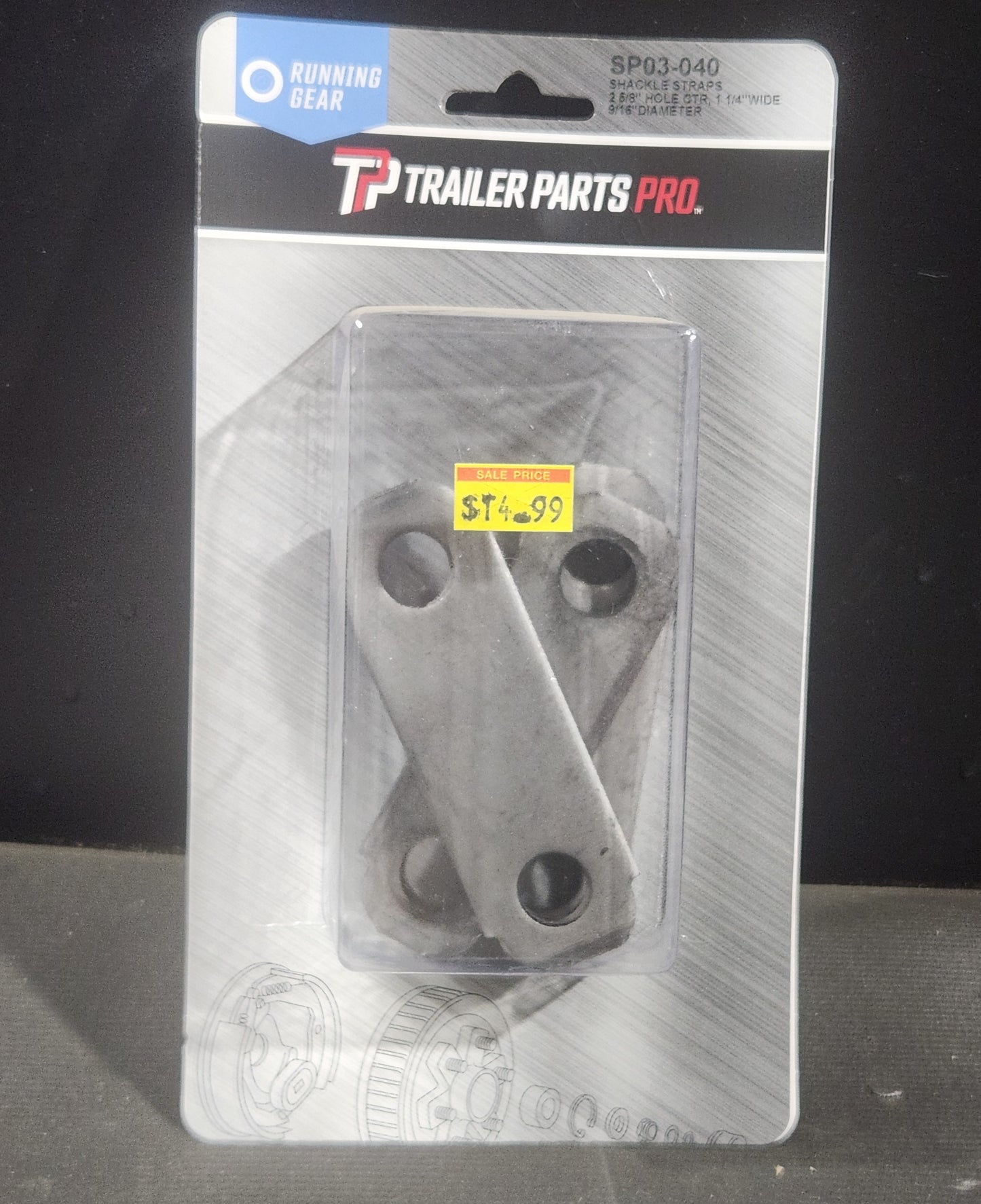 Shackle Strips 2 6/8" Hole GTR, 1 1/4" Wide 9/16" Diameter