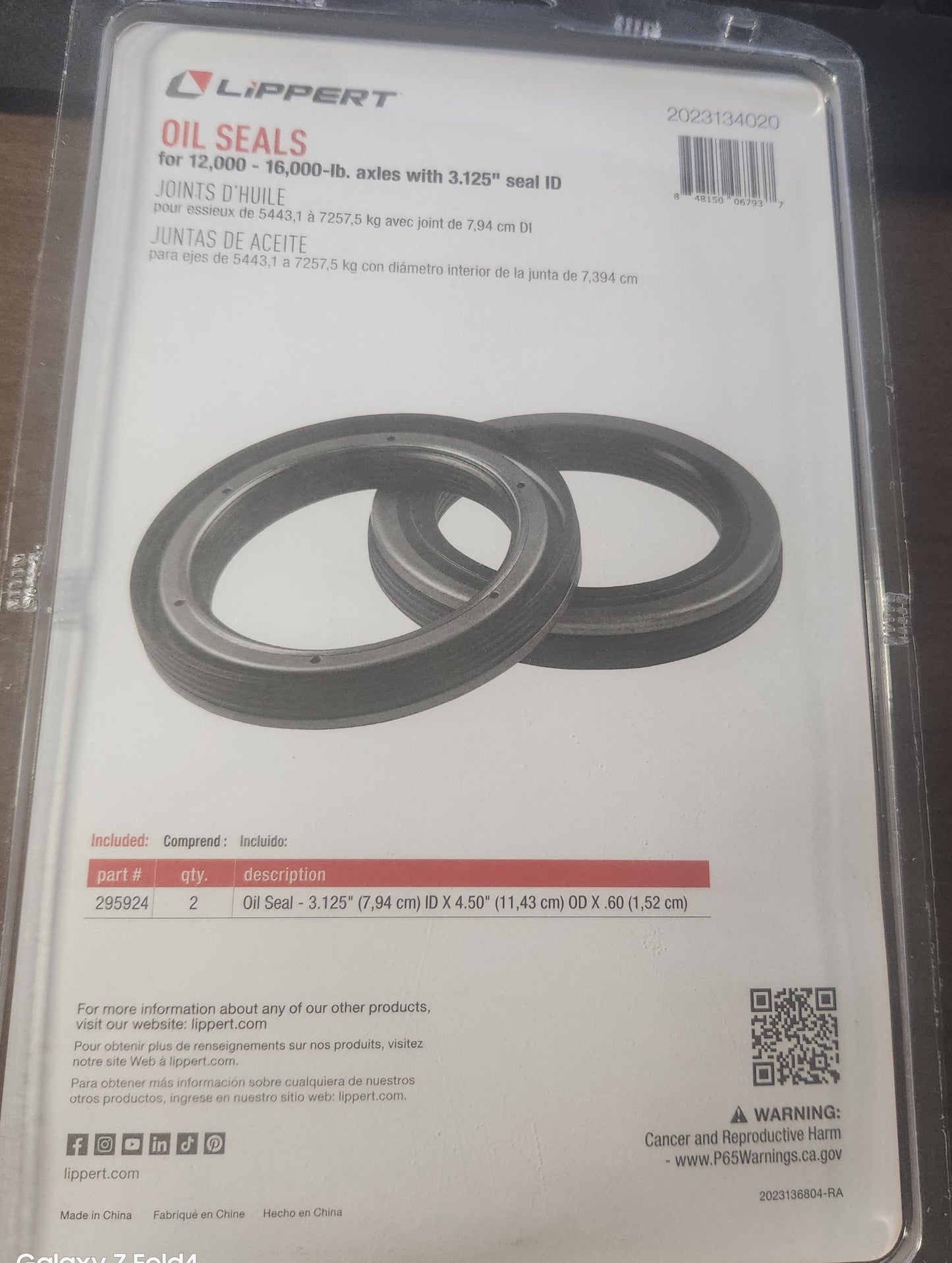 Lippert Oil Seals for 12,000#- 16,000# axels with 3.125" seal ID