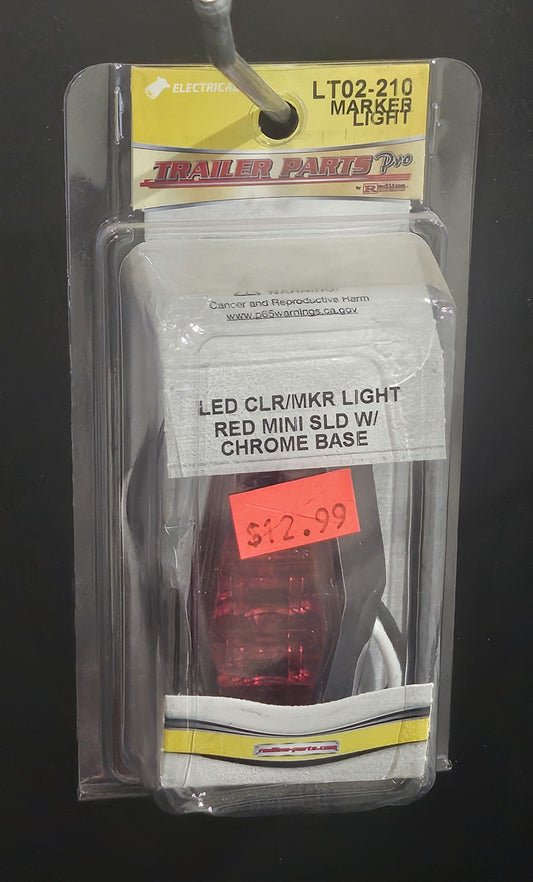 LED CLR/MKR LIGHT RED MINI SLD W/ CHROME BASE