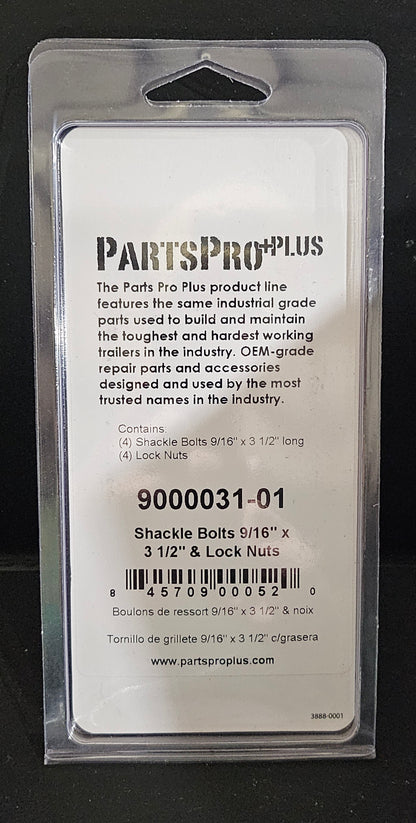9000031-01 Shackle Bolts 9/16" x 3 1/2" & Lock Nuts